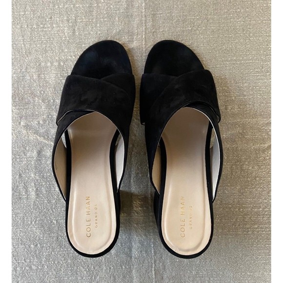 Cole Haan | Gabby Sandals Women's Size 9.5 B Black Suede Open Toe Casual Pump - Picture 2 of 12